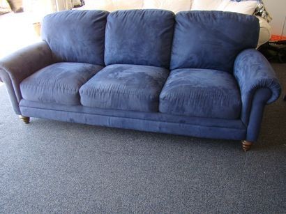 Blue Microsuede Sofa Couch $195 Excellent Condition & Clean