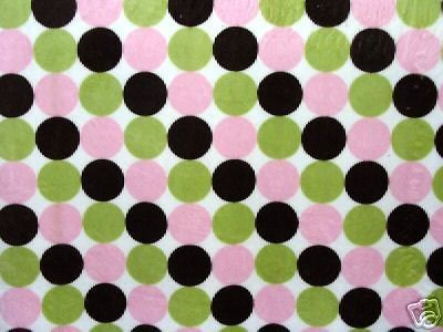 MINKY MOD DOT GREEN/PINK/BRO​WN CHENILLE FABRIC 30X36