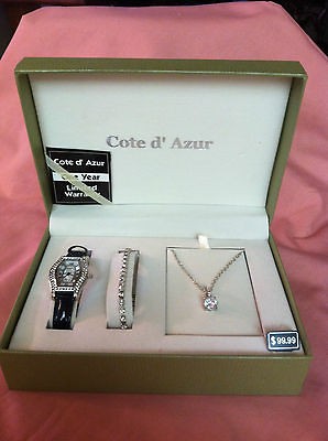 Beautiful Cote d Azur Ladies Watch, blacelet and necklace set. New in 