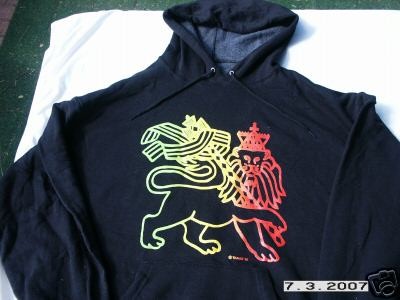 RASTA REGGAE DREAD IRIE BLACK LION OF JUDAH HOODIE MED