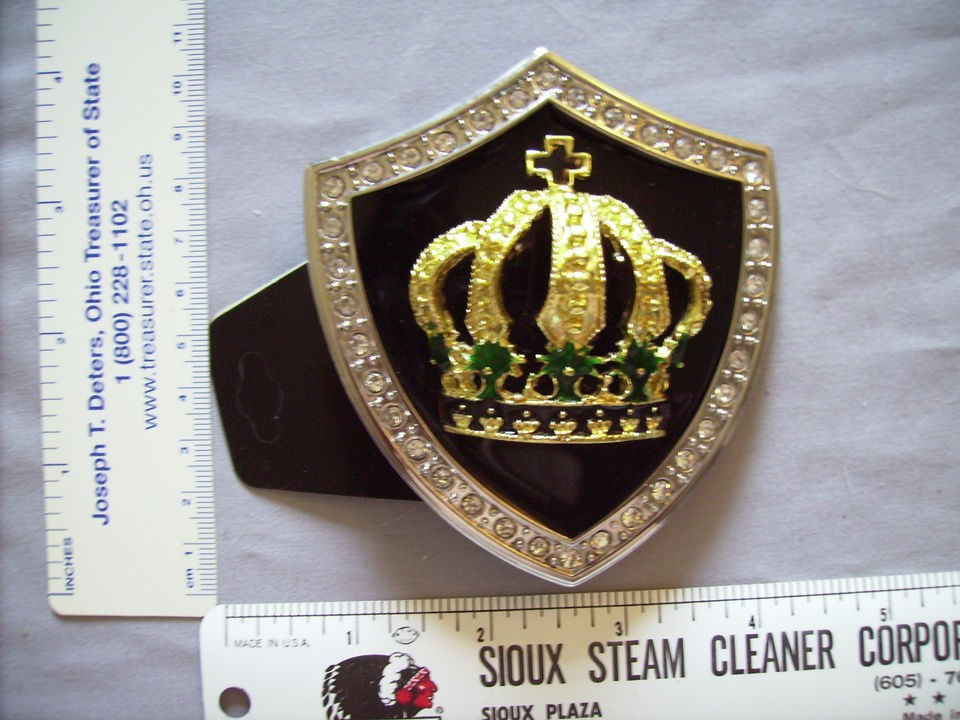 King Crown Rhinestone Belt Buckle New NWT Black Gold Green Royal 