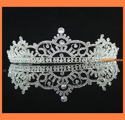 VICTORIAN CROWN RHINESTONE TIARA COMB BRIDAL PARTY WEDDING ACCESSORY 