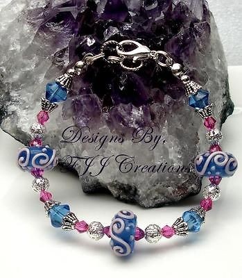   LAW~FRIEND~GIFT~BRACELET~Swarovski~Lampwork POEM JEWELRY~Poems 5 8 #L9