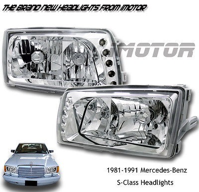   Benz W126 S Class 4DR Sedan Crystal Chrome Headlights Lamps New