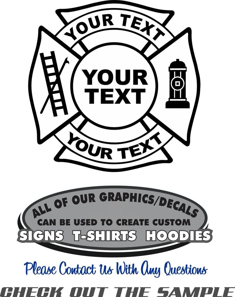 Custom Firefighter Fireman Decal Sticker Maltese Cross 4 Laptop Window 