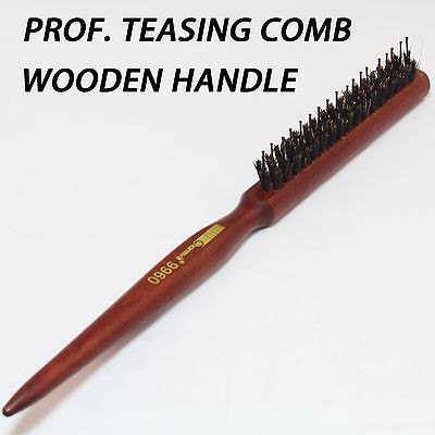 SALON HAIR TEASING COMB SPORNETTE HAIR TEASING BRUSH WOODEN HANDLE 