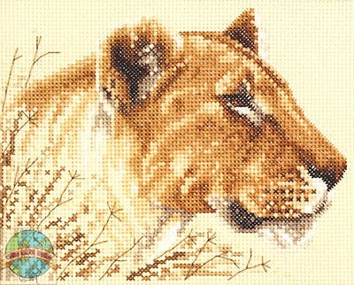 Cross Stitch Kit ~ Janlunn Noble Lioness Africa Savannah Big Cat #106 