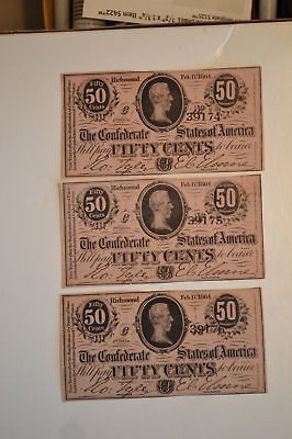 Confederate 50 cent notes. February 17, 1864. T72.