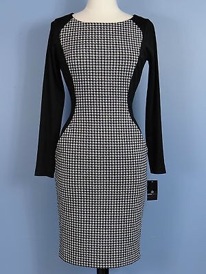 New NWT Ronni Nicole Ponte Long Sleeve Stretch Sheath Dress Black 