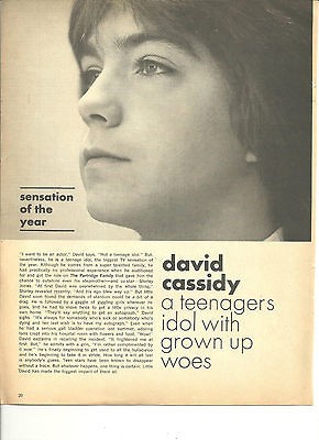 David Cassidy, The Partridge Family, Full Page Vintage Clipping