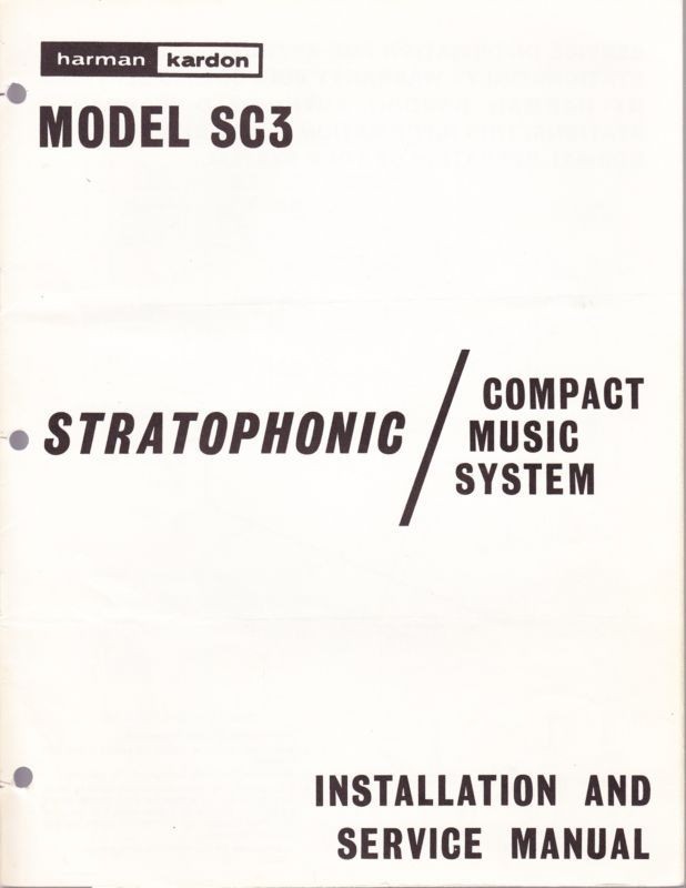 HARMON KARDON MODEL SC3 INSTALLATION & SERVICE MANUAL