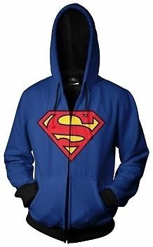 DC Comics Superman Shield Mens Blue Zippered Hoodie Fleece