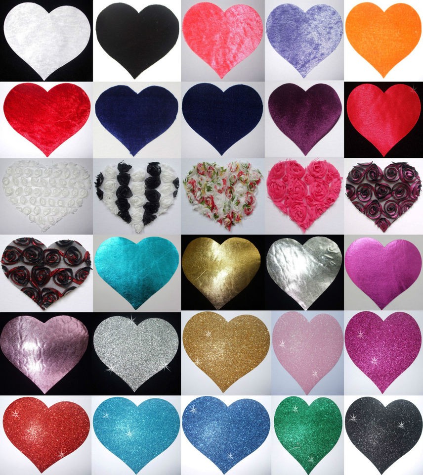   GLITTER 4inch HEART IRON ON DIY CRAFT CUSTOM TSHIRT TRANSFER PATCH