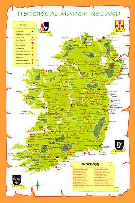 Historical Map of Ireland Quality Unframed Print 10x8