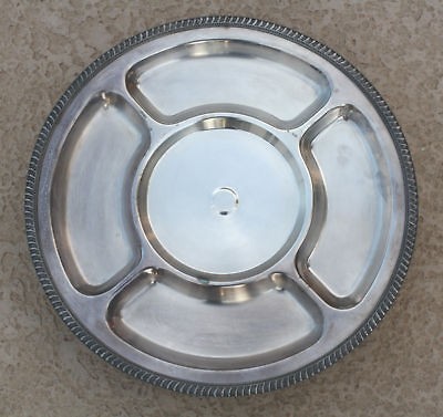 LAZY SUSAN SILVER ON COPPER SPINNING SERVING TRAY