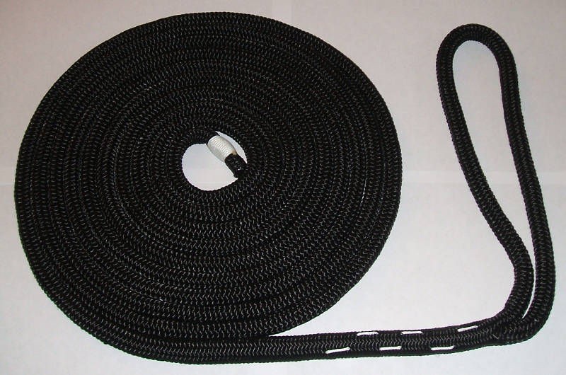 15 Premium Jet Black Nylon Dock Line / Rope