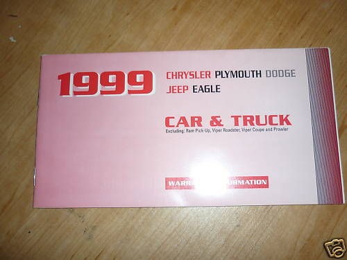 1999 DODGE VIPER DAKOTA RAM JEEP OWNERS MANUAL SUPPLEME