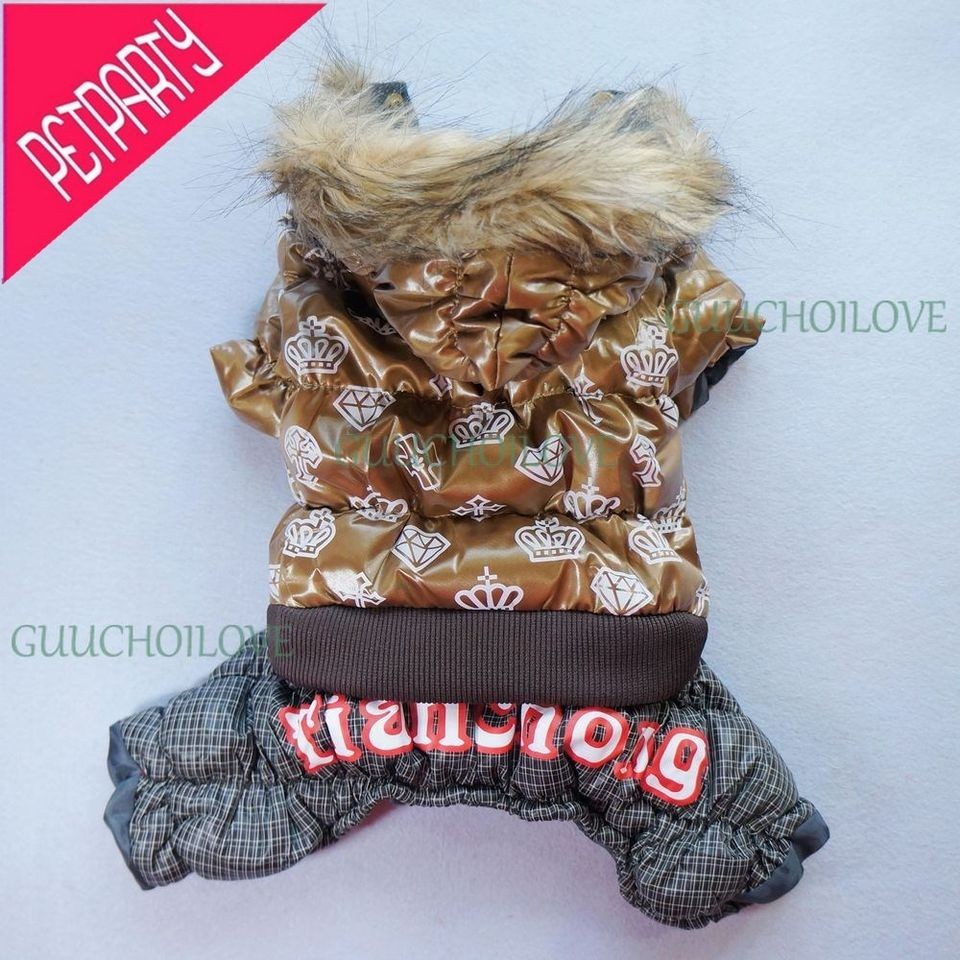 Stylish Pattern Dog Clothes Pet Puffer Coat Dog Jacket Jumpsuit Free 