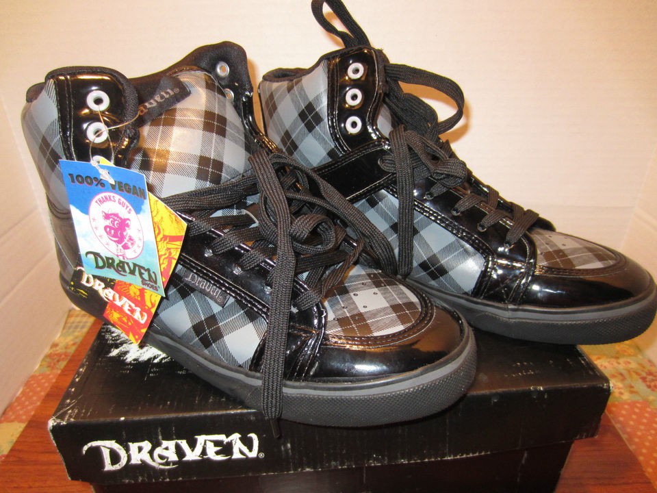 Draven Grey Black Plaid High top Sneakers Mens Shoe Size 13