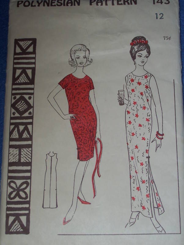   PATTERN #143 LADIES FLOOR or KNEE LENGTH HAWAIIAN DRESS PATTERN 12