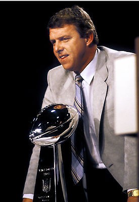 BILL PARCELLS NEW YORK GIANTS SUPER BOWL 8X10 WITH LOMBARDI TROPHY 