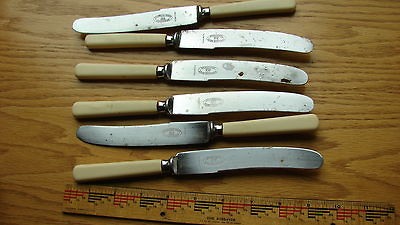 Set of 6 vintage knives  ivory look plastic handles  Atkinson 