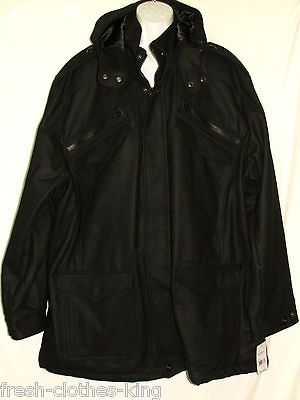 ROCAWEAR Jacket New $208 Black Wool Hoodie Coat Big & Tall Size 5XL