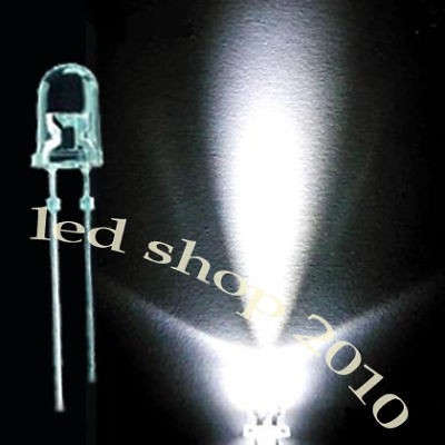 100 pcs 5mm Round white Superbright LED Light 20000MCD