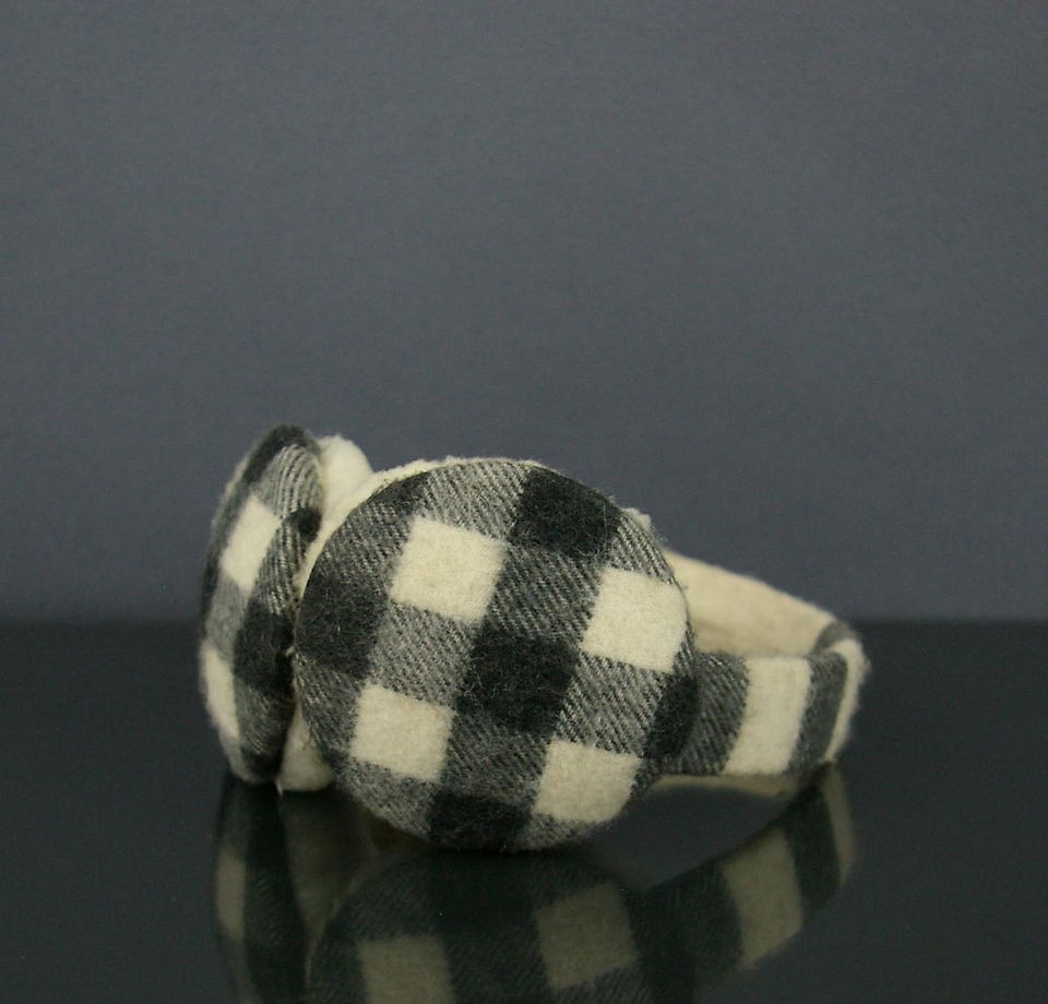   BURBERRY MEGA CHECK EARMUFFS EAR MUFFS CASHMERE WOOL ONE SIZE VGC