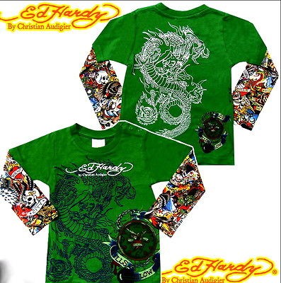 ED HARDY BABY BOYS LOVE KILLS SLOWLY TEE *3/6M* W/JEWELS TATTOO SLV 