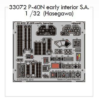 Eduard 1/32 Zoom 33072 Hasegawa P 40N Warhawk Interior