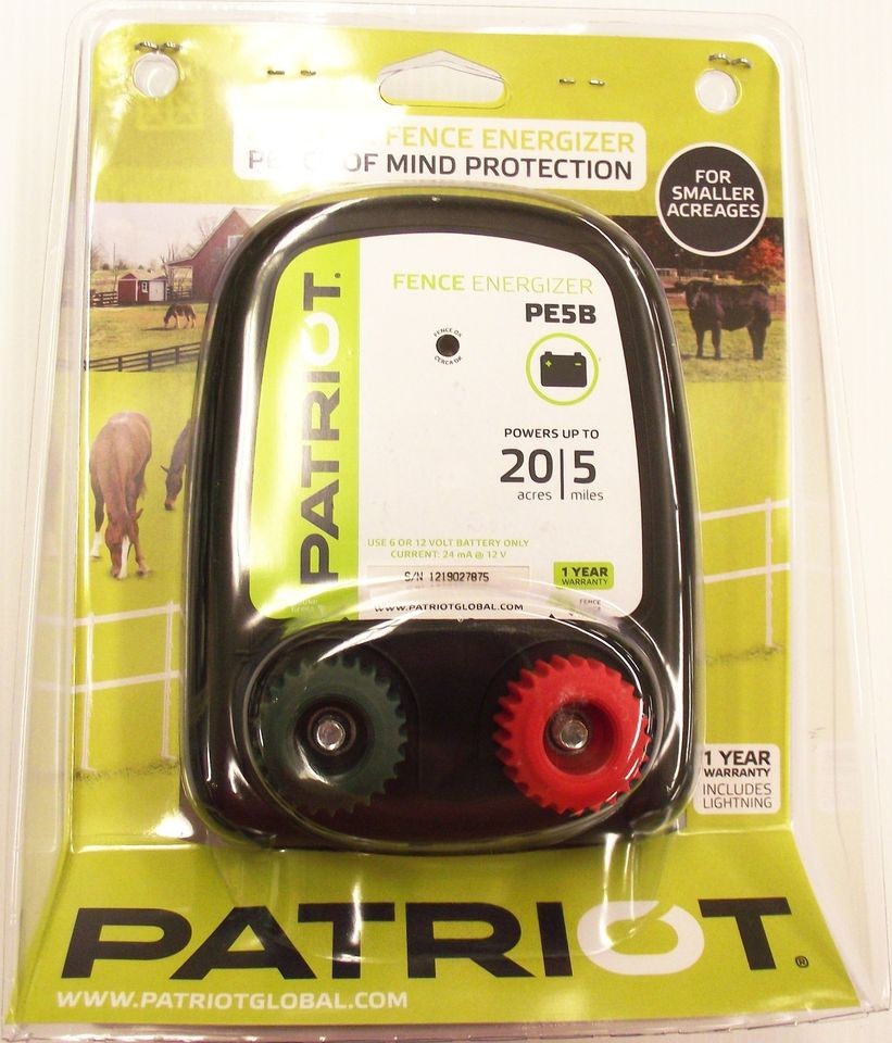 PATRIOT PE5B ELECTRIC 12V/DC FENCER 5 MILE/20 ACRE★FENCE 