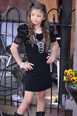 ELISE B BY LIPSTIK GIRLS DESIGNER CLOTHING beaded black dress, PARTY 