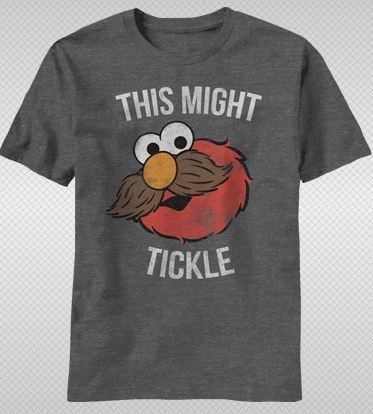 NEW Sesame Street Vintage Faded Look Elmo Mustache Tickle Me TV T 