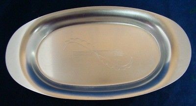 Vintage Signed Aluminum KENSINGTON Etched Oval Decorative Tray GREAT 