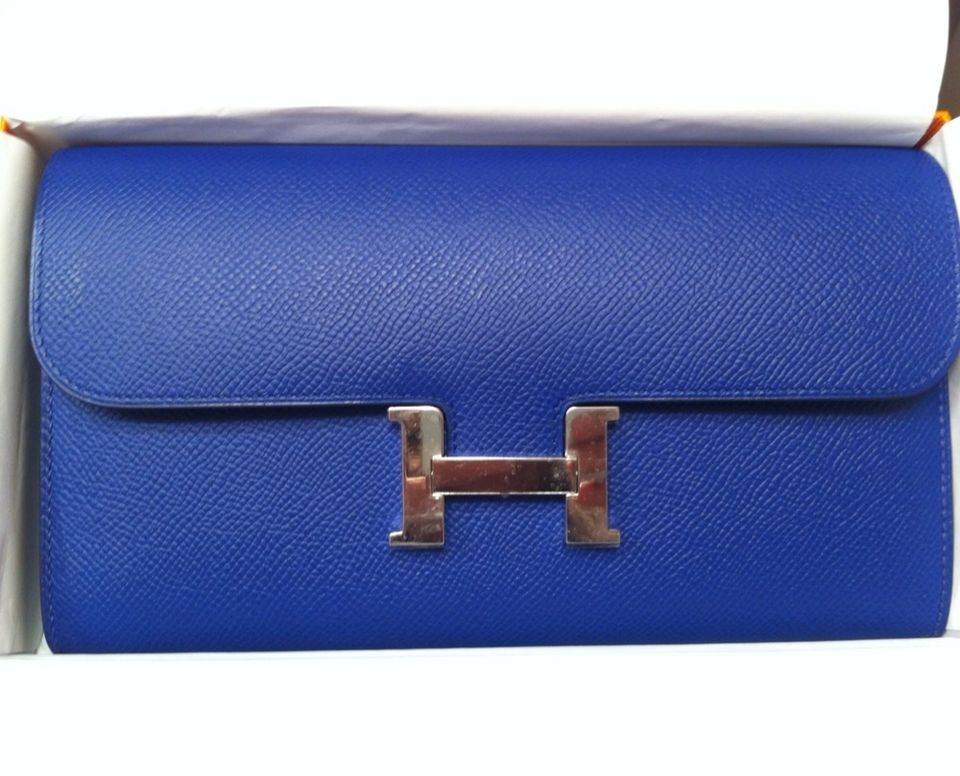 Hermes Eletric Blue Long Classic Constance Wallet Clutch NIB