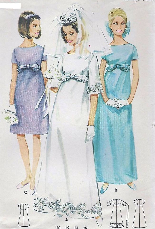 Vtg 60s Butterick Dress Empire Evening or Wedding Pattern 4377 B31/10