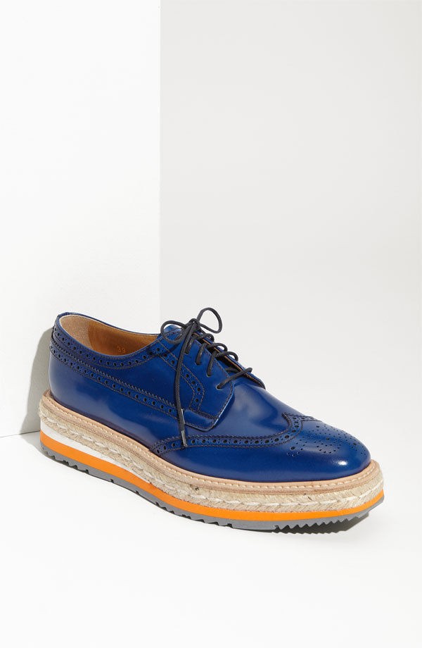 2012 PRADA UNIQUE COBALT BLUE ESPADRILLE OXFORDS EU 39 US 8 8.5