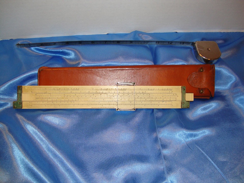Dietzgen Slide Rule Early 1900s Pat. Leather Case Inside marked name