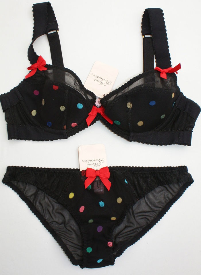 BNWT AGENT PROVOCATEUR Black Sprinkle Spot Bra Brief Thong Sets MANY 