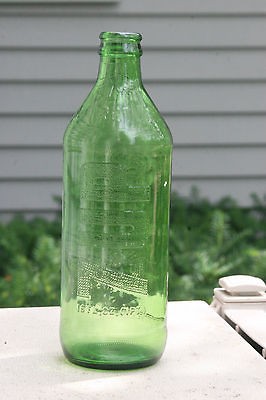 16oz GREEN EMBOSSED 7 UP GLASS BOTTLE