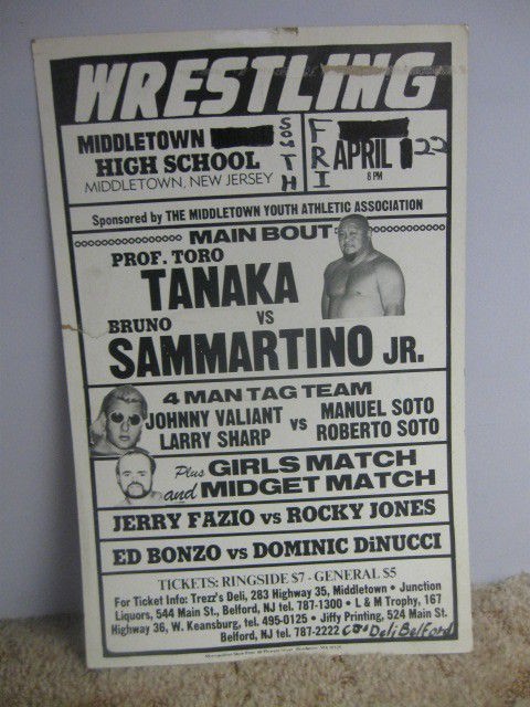 Vintage Pro Wrestling Event Poster Middletown, NJ w/Tanaka vs 