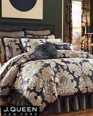   QUEEN NEW YORK Black, Taupe Fairmont 4 Piece King COMFORTER Set