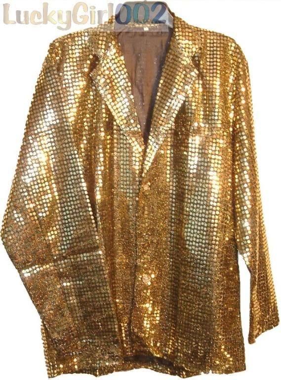 MENs BAND SEQUIN CABARET PARTY FANCY JACKET GOLD/BLACK