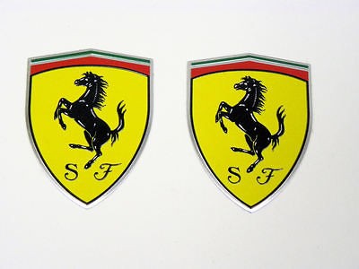 FERRARI CAR HORSE YELLOW THIN ALUMINUM EMBLEMS LOGO BADGES