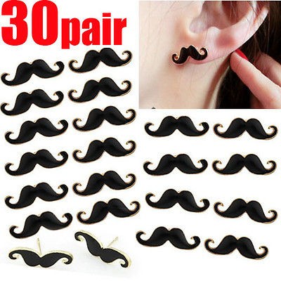 Fashion 30Pair Vintage Punk Style Mustache Beard Earrings Christmas 