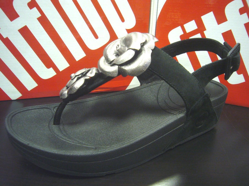 FITFLOP WOMENS SANDALS FLORETTA PEWTER BLACK SIZE 9