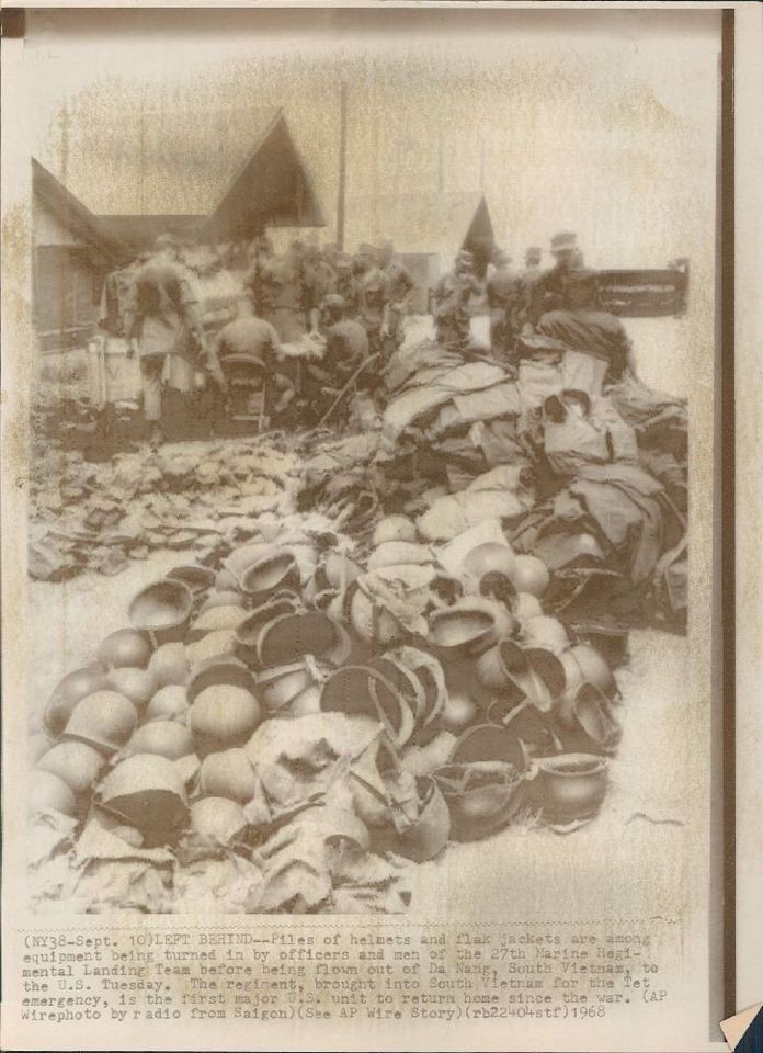 1968 Vietnam Helmets & Flak Jackets Turned in by Returning Soldiers 