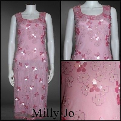 BNWT Frank Usher Pink Flower Shift Flapper Dress Wedding Cruise Dress 