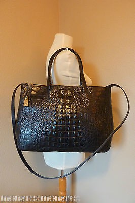 NEW FURLA Onyx/Black Croco Embossed Leather Large Urban Tote Bag $548